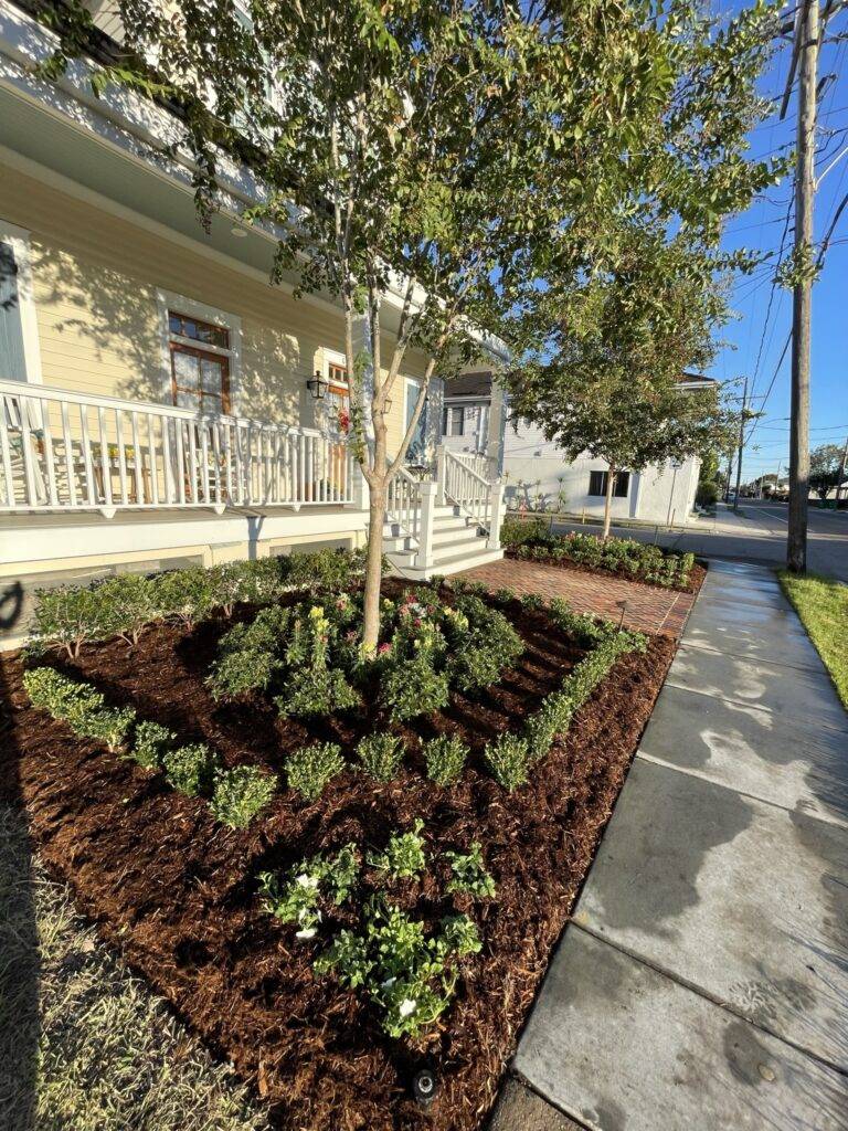 Beautify front yard landscaping install crafted by Eric's Tidy Turf, LLC