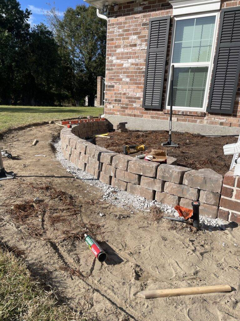 Planned and crafted hardscaping project for landscaping crafted by Eric's Tidy Turf, LLC