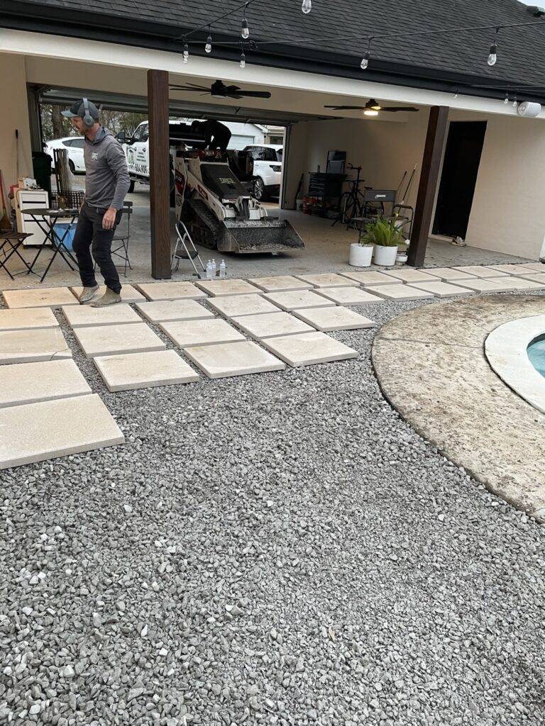 Poolside pavers crafted and installed by Eric's Tidy Turf, LLC in the greater new orleans area