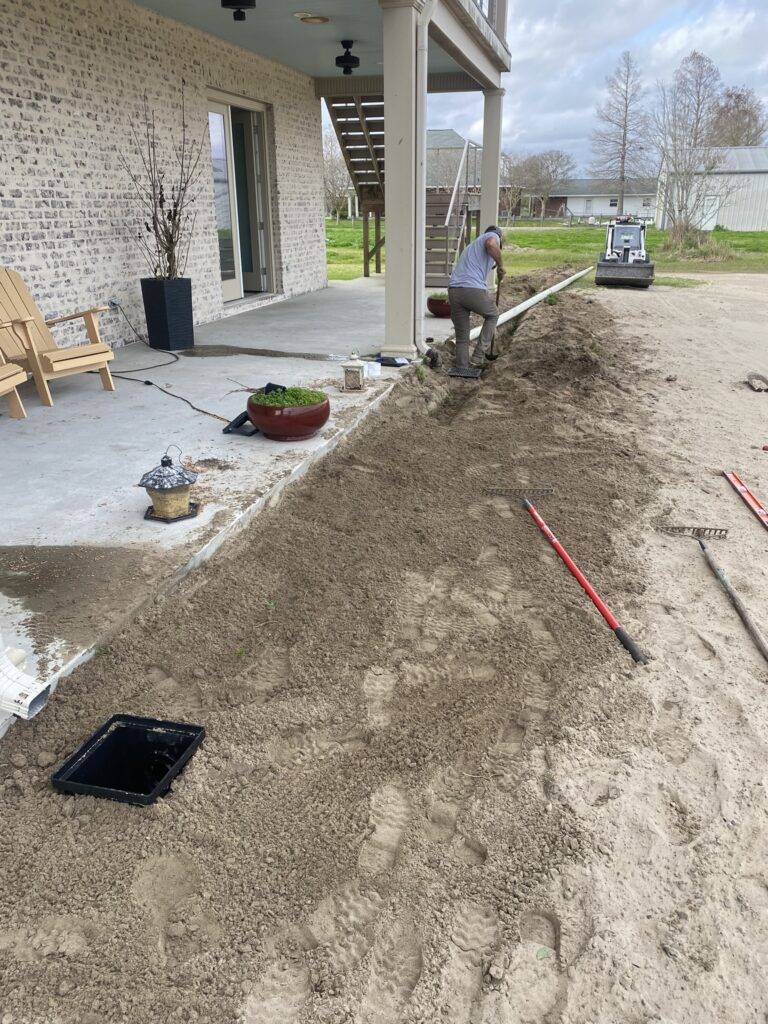 Subsurface drainage crafted and installed by Eric's Tidy Turf, LLC in the greater new orleans area