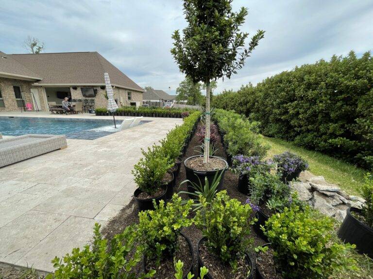 Beautify poolside landscaping installed by Eric's Tidy Turf, LLC