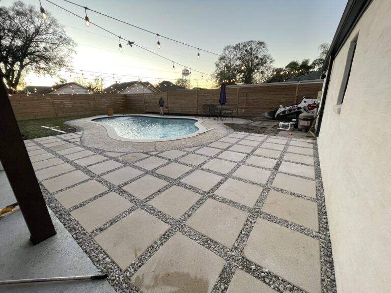 Poolside pavers crafted and installed by Eric's Tidy Turf, LLC in the greater new orleans area