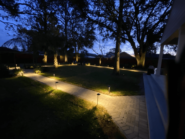 Sleek landscaping lighting crafted and installed by Eric's Tidy Turf, LLC in the greater new orleans area