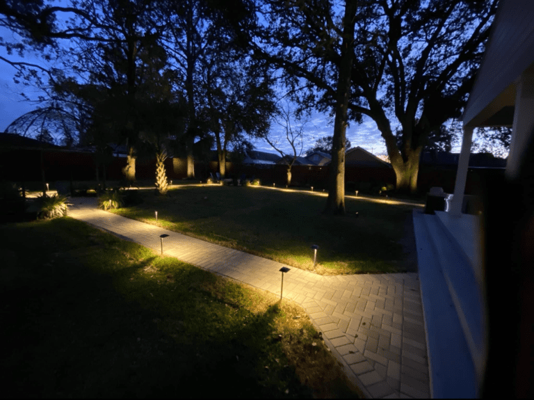 Beautify outdoor landscaping lighting crafted and installed by Eric's Tidy Turf, LLC in the greater new orleans area