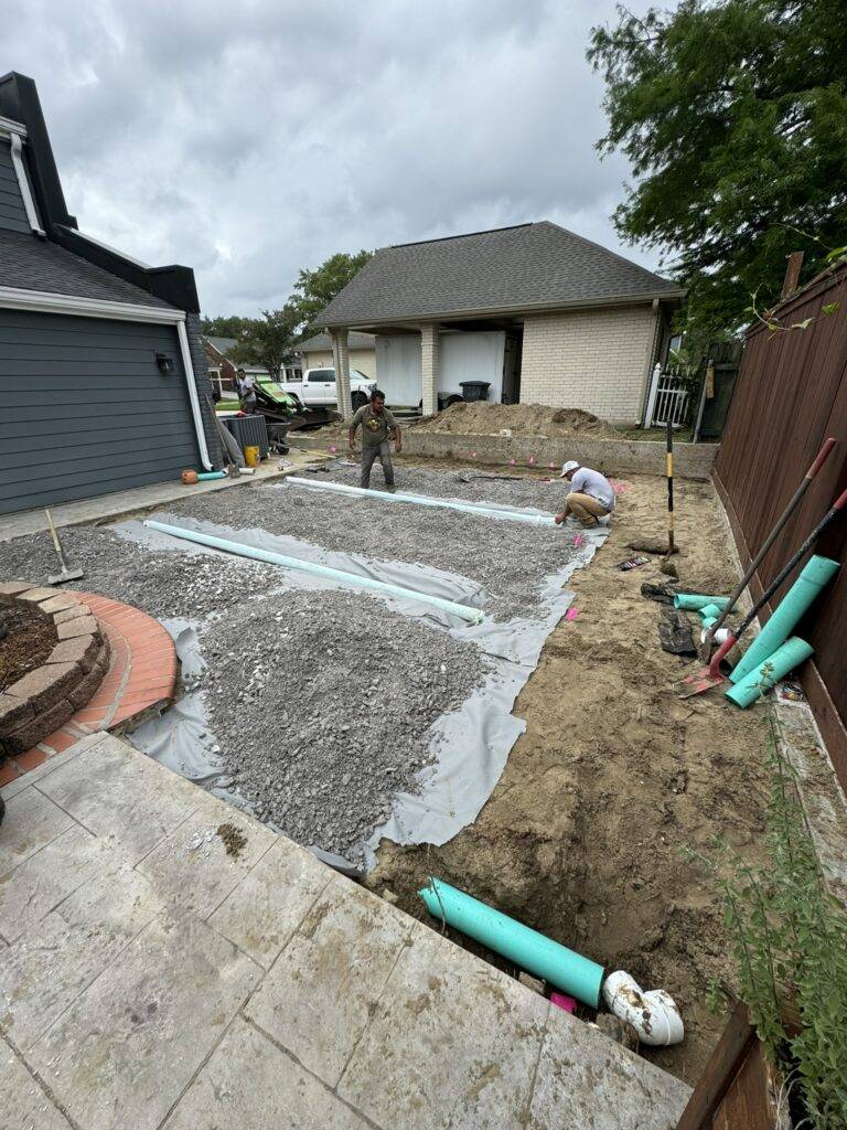 Subsurface drainage crafted and installed by Eric's Tidy Turf, LLC in the greater new orleans area