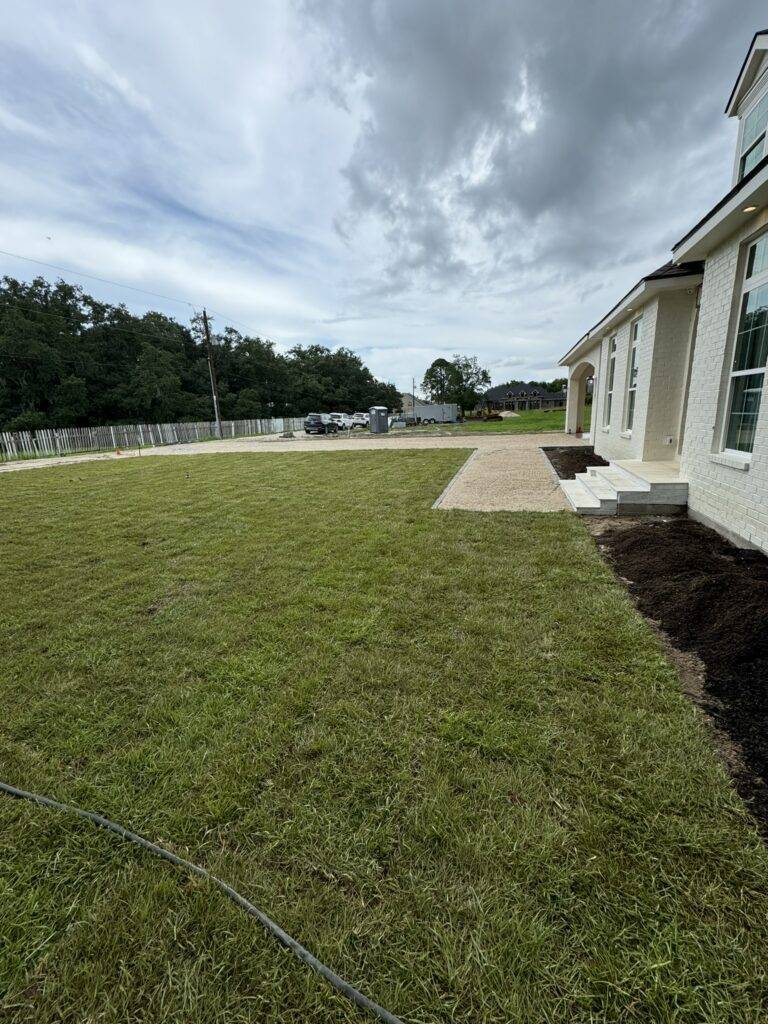 Sod grading and hardscaping installation by Eric's Tidy Turf, LLC in the greater new orleans area