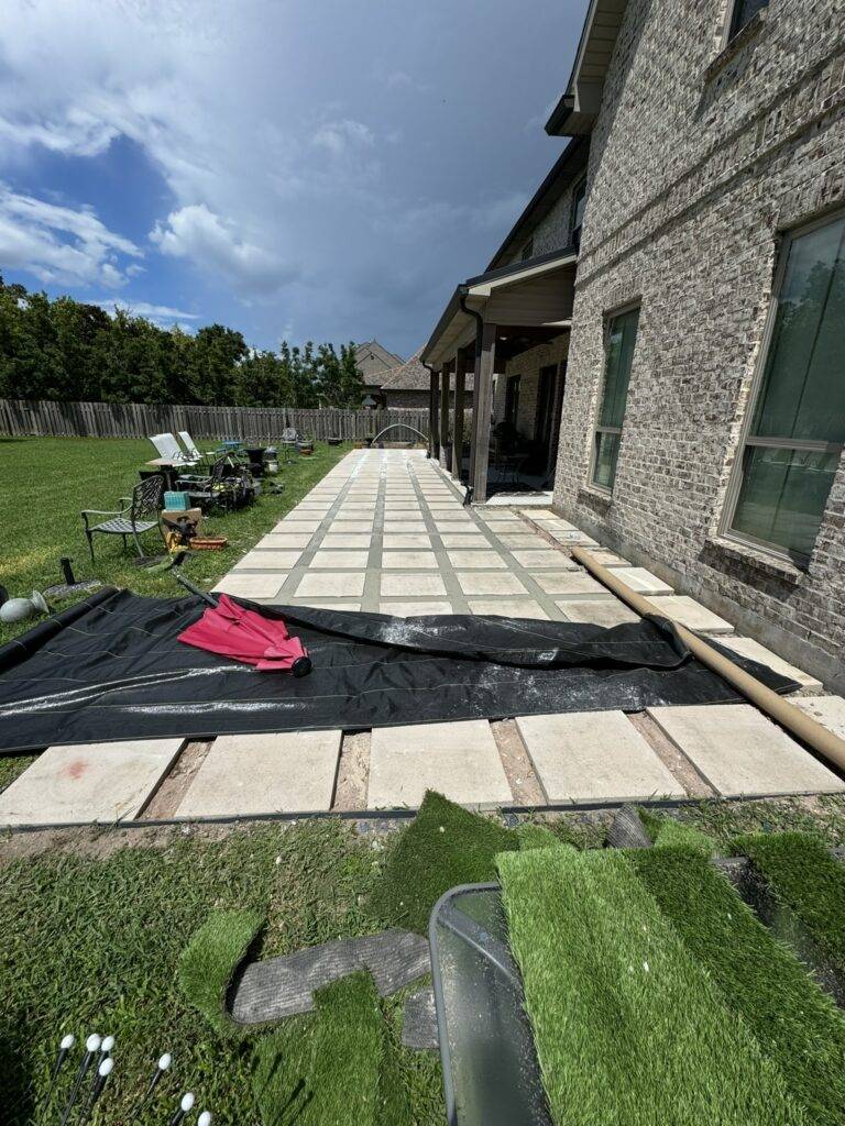 Paver pathway installation by Eric's Tidy Turf, LLC in the greater new orleans area