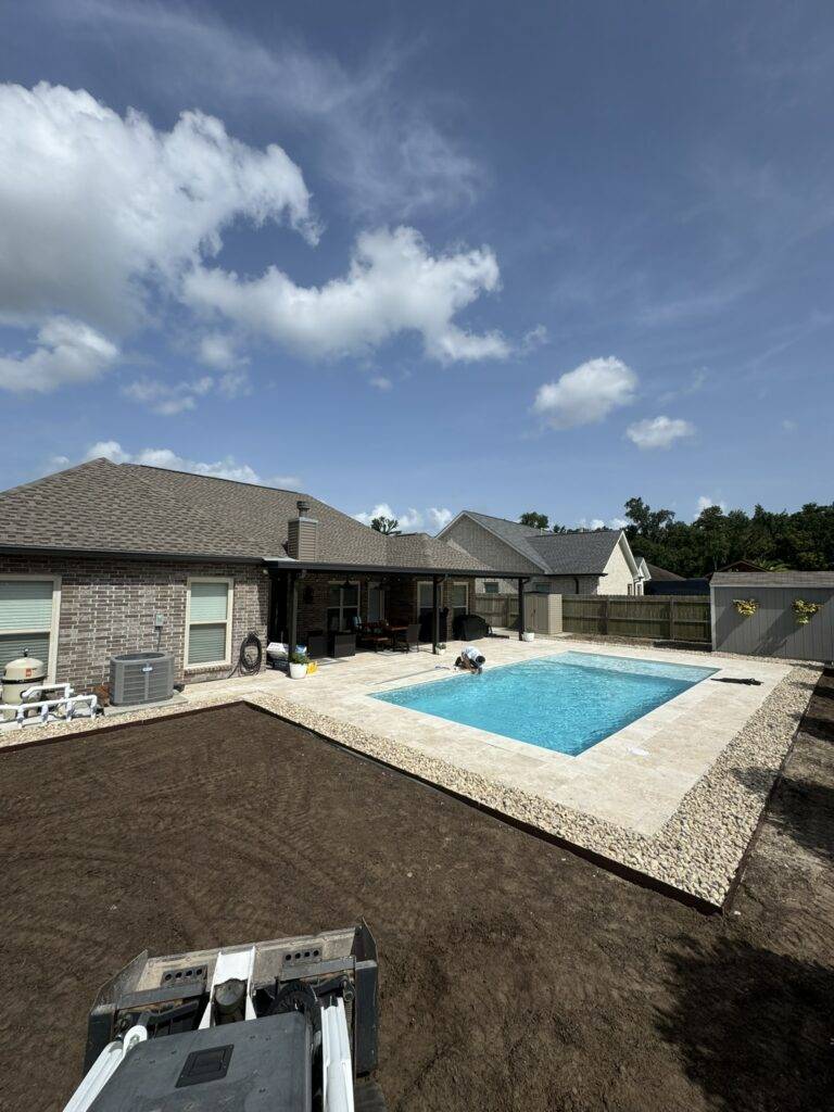 Sod grading and hardscaping installation by Eric's Tidy Turf, LLC in the greater new orleans area