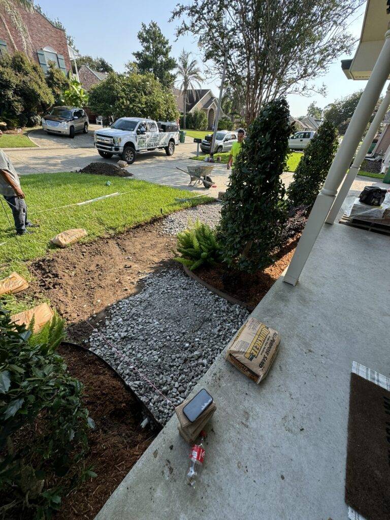 Paver pathway installation by Eric's Tidy Turf, LLC in the greater new orleans area