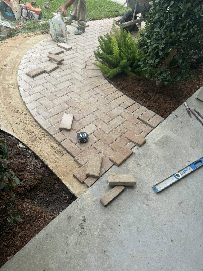 Paver pathway installation by Eric's Tidy Turf, LLC in the greater new orleans area