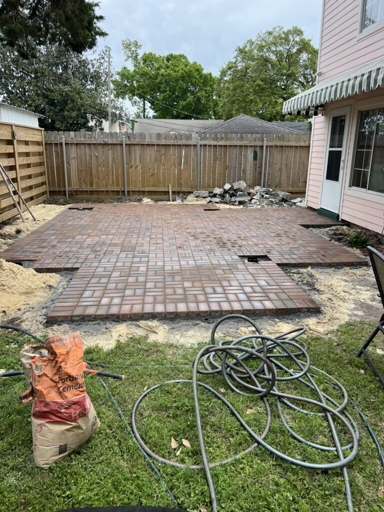 Paver pathway installation by Eric's Tidy Turf, LLC in the greater new orleans area