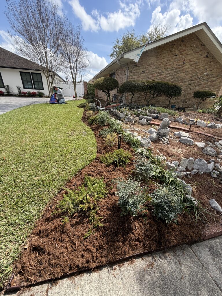 beautiful crafted landscaping project installed by Eric's Tidy Turf, LLC in the greater new orleans area