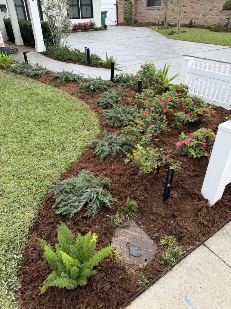beautiful crafted landscaping project installed by Eric's Tidy Turf, LLC in the greater new orleans area