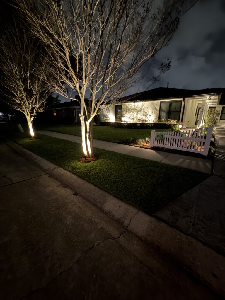 Beautify outdoor landscaping lighting crafted and installed by Eric's Tidy Turf, LLC in the greater new orleans area