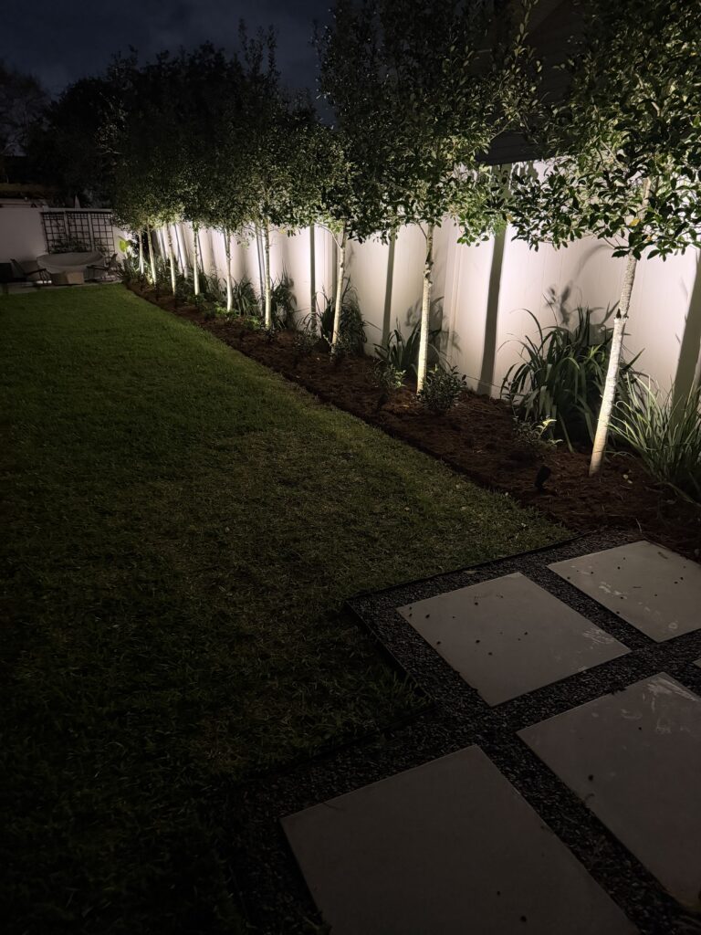 Beautify outdoor landscaping lighting crafted and installed by Eric's Tidy Turf, LLC in the greater new orleans area